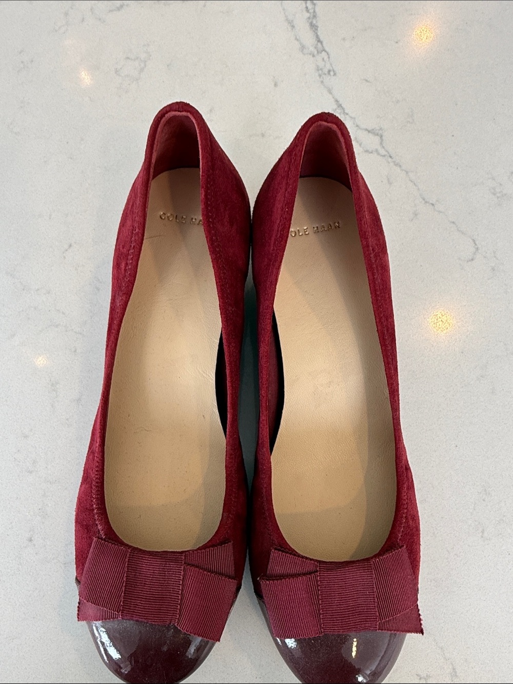 Cole Haan Wedge Pump, Size 8, deep red suede - Picture 2 of 6